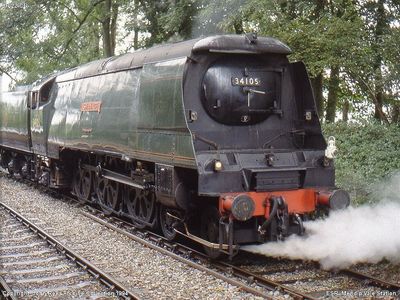 Pictured at Mendip Vale Station awaiting the next train up from Cranmore is ex SR 34105 Swanage. Visiting the ESR for the summer of 1994